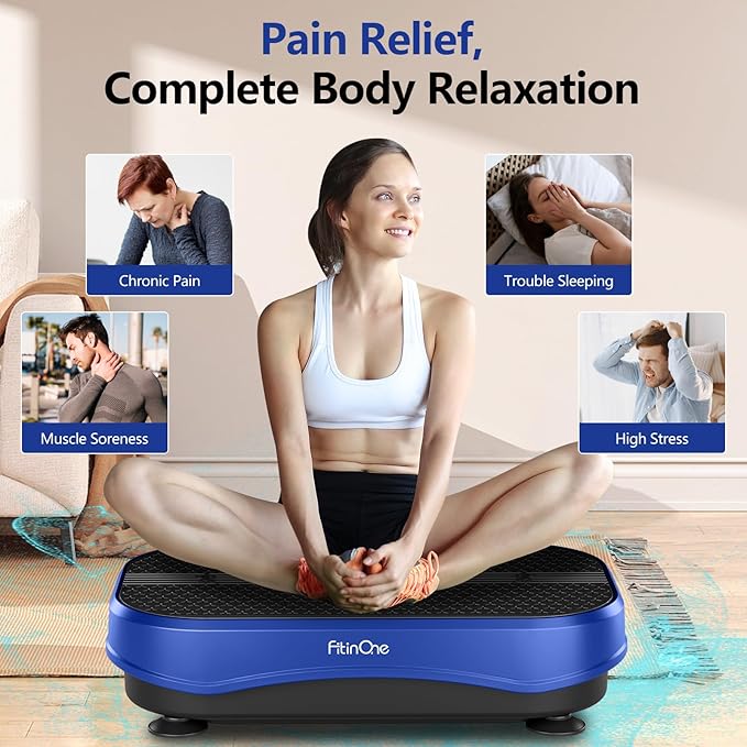 Vibration Plate Exercise Machine for Lymphatic Drainage Massager, 330 Lbs Capacity Full Whole Body Workout Equipment with Loop Bands for Women Men, Fitness Platform for Weight Loss
