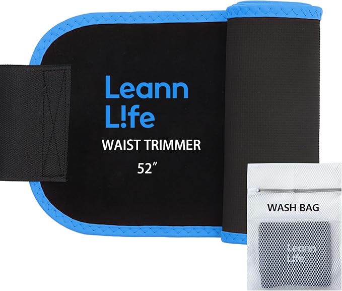 Waist Trimmer Belt – One Size 52″ Fits All Women & Men, Premium Neoprene Sweat Waist Trainer for Workout & Fitness