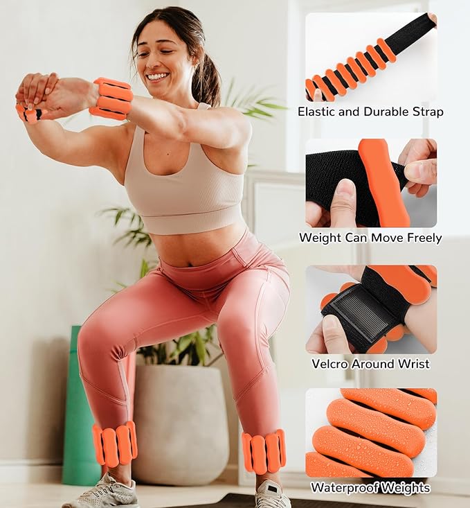 Wrist Ankle Weights for Women Men, Leg Arm Wrist Weights Bangles 1lb*2 2lb*2 Wearable Weights Pilates Weighted Bracelet for Strength Training Walking Swimming Yoga Physical Therapy