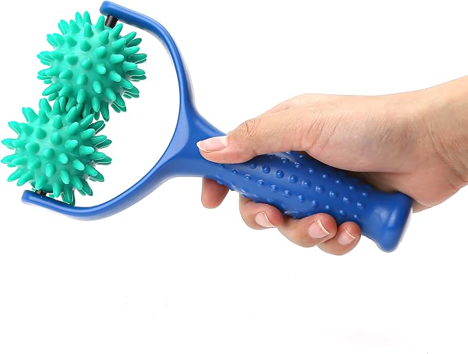2PCS Handheld Spiky Massage Balls Rollers Compact and Portable Muscle Relaxation Tools with Handle-Deep Tissue for Pain Pressure Relief Whole Body Sensory Self Relax Massager Stick