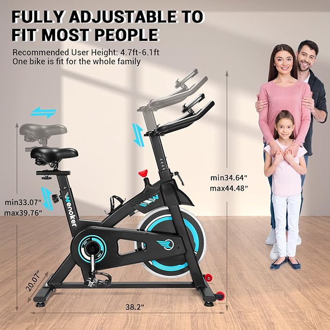 Exercise Bike, WENOKER Stationary Bike for Home, Indoor Bike with Silent Belt Drive, Heavy Flywheel, Comfortable Seat Cushion and Upgraded Digital Display