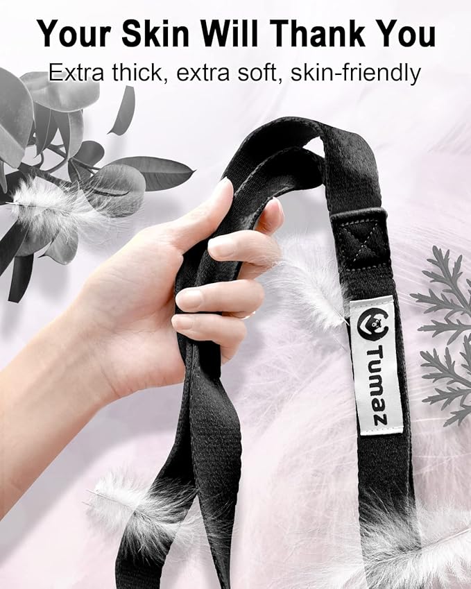 Tumaz Stretching Strap - 10 Loops & Non-Elastic Yoga Strap - Perfect Home Workout Stretch Strap for Physical Therapy, Yoga, Pilates, Flexibility