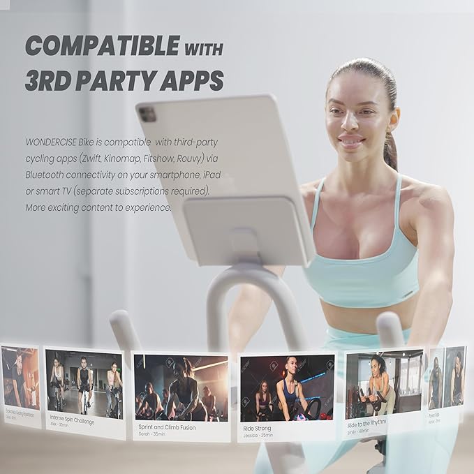 Wonder Core Exercise Bike, Wondercise Bike - 32-Level Magnetic Resistance Stationary Bike for Home Gym, Indoor Cycling with 13.2lbs Flywheel, Exclusive App, Tablet Holder, Adjustable Seat/Handlebars
