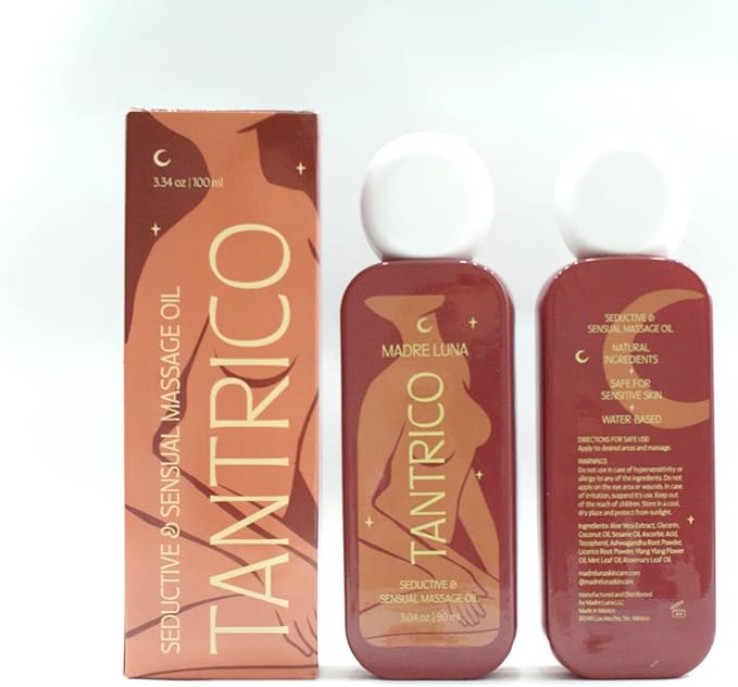 TÁNTRICO by Madre Luna – Sexy & Seductive Massage Oil with Aloe Vera & Coconut Oil, 100% Natural Intimate Body Moisturizer
