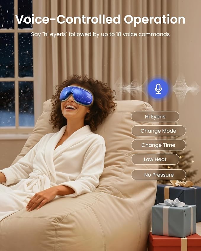 RENPHO Limited Edition Eye Massager with Heat and Cooling Voice Control, FSA Eligible HSA Mothers Day Birthday Gifts for Mom Women Men Her Him, Eye Mask for Migraines Relief, Eyeris 3 Reduce Dry Eyes