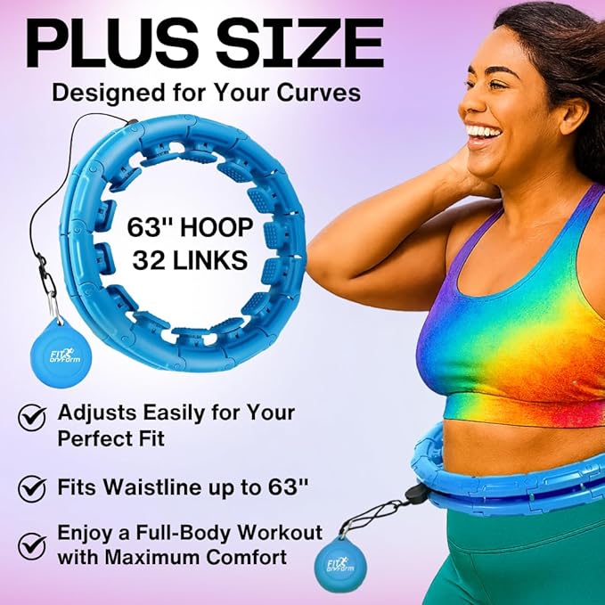 FIT ON FORM Infinity Weighted Hula Hoop for Adults Weight Loss, Smart Exercise Hola Circle Hoop for Women Abs Workout