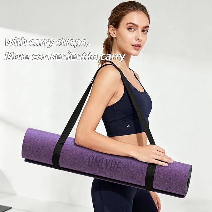Yoga Mat Thick(10mm) Exercise Mat Non Slip Anti-tear,72"x35" Extra Large Pilates Mats for Home Workouts, Gym & Floor Stretching with Carrier Strap