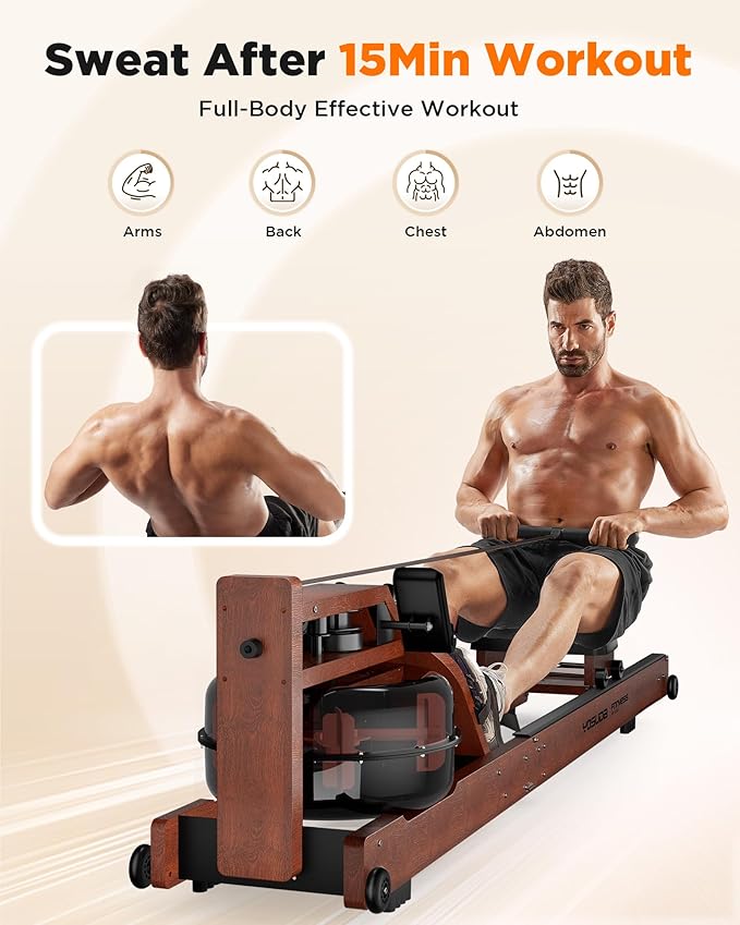 YOSUDA Water Rowing Machines for Home Use- Foldable Rower Machine 400LBS Weight Capacity with Dedicated Monitor & Bluetooth APP, Comfortable Seat