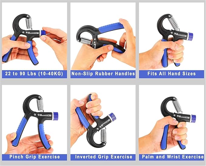 Grip Strength Trainer Hand Gripper Exerciser Strengthener with Adjustable Resistance 22-90 Lbs (10-40kg), Forearm Finger Strengthener Hand Exerciser for Muscle Building and Injury Rehabilitation