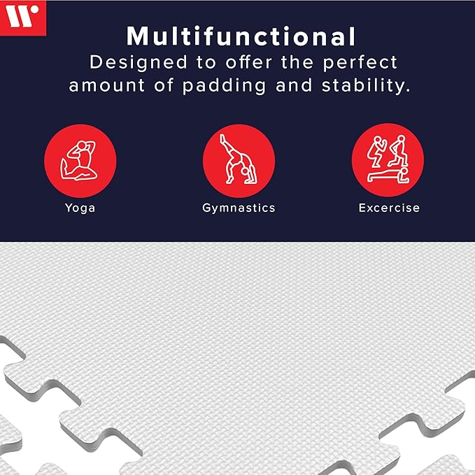 We Sell Mats 3/8" Thick Multipurpose EVA Foam Exercise Floor Mat, Interlocking Tiles, Anti-Fatigue for Home or Gym
