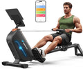 MERACH Rowing Machines for Home, Powerful Electromagnetic Row Machine with 51.2" Extended Rail, 16-Level Handle Resistance Adjustment Rower, 350 LBS Load Capacity, Ergonomic Comfort Seat, Easy Storage