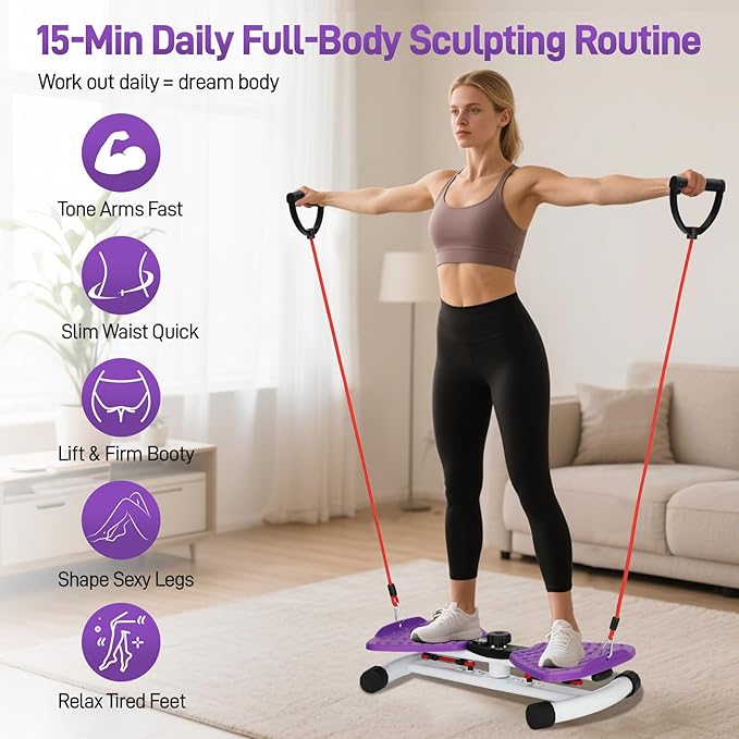 Waist Twister Machine for Home, 300lbs Capacity Ab Twister Board - Noiseless Core Workout Equipment for Belly Fat Loss, Waist Training & Abs Exercise for Women & Men with Digital Tracker Time/Reps/Calories