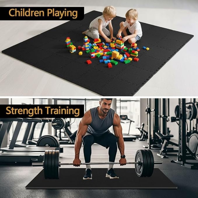 Interlocking Gym Foam Tiles 12 "× 12 ", EVA Foam Gym Flooring for Home Gym, 20 Tiles Non-Slip & Shock-Absorbing Waterproof Floor Mats, Protective Flooring Mat for Workout Equipment, Easy to Store