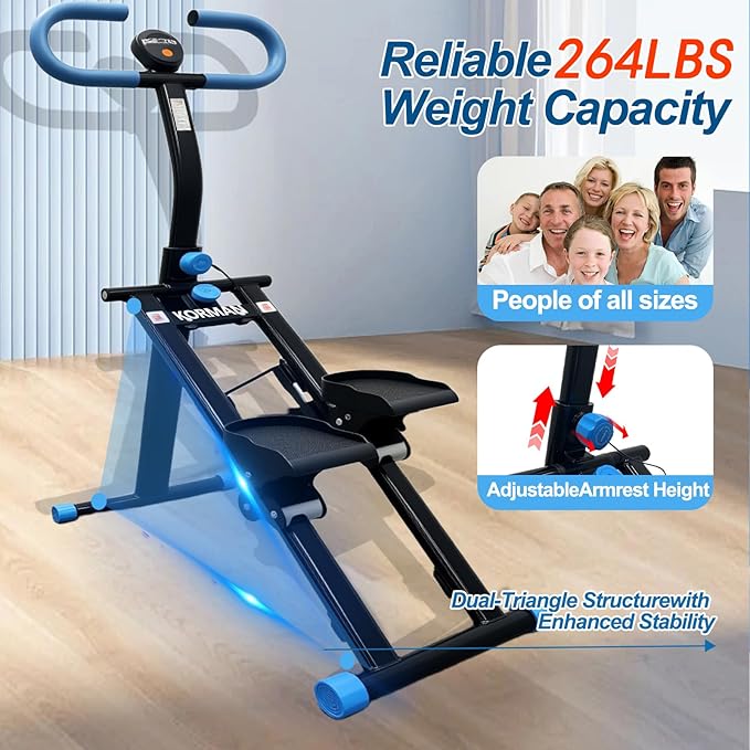 Stair Stepper for Home Gym, Foldable Vertical Climber Workout Machine, Full Body Cardio Machine with Adjustable Handles, LCD Monitor
