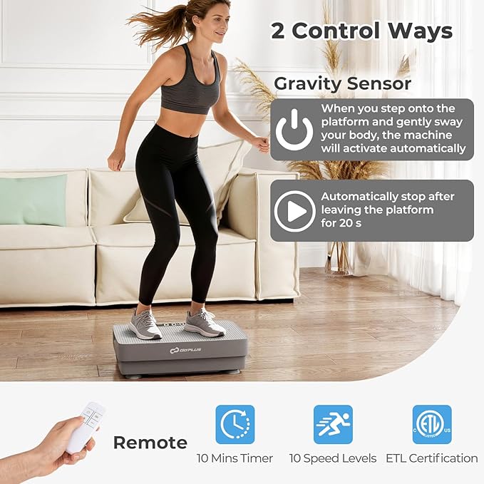 Goplus Vibration Plate Exercise Machine, Vibrating Platform for Lymphatic Drainage w/Remote, LED Display, Home Workout Full Body Shake Board for Weight Loss