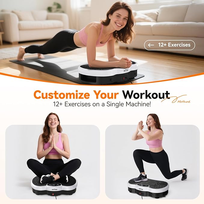 Vibration Plate Exercise Machine - 300 lbs Weight Capacity, 120 Speed Levels, 9 Workout Modes for Home Fitness, Muscle Toning & Weight Loss