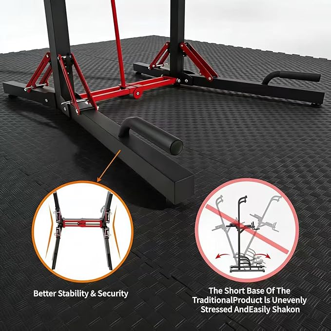 ONETWOFIT Foldable Power Tower Pull Up Bar Station, Multi-Function Adjustable Height Pull Up Dip Station for Gym Workout, Strength Training Fitness Equipment, Pull Up Stand Pro 400LBS/Pro Max 600LBS