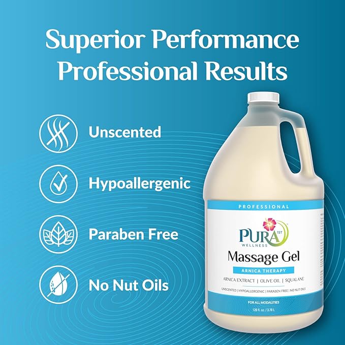 Arnica Therapy 1 Gallon Massage Gel, Arnica Extract, Professional, Massage Therapy, Deep Tissue, Unscented, Hypoallergenic, Natural Ingredients, Skin Hydrating, Moisturizing, Muscle Relief