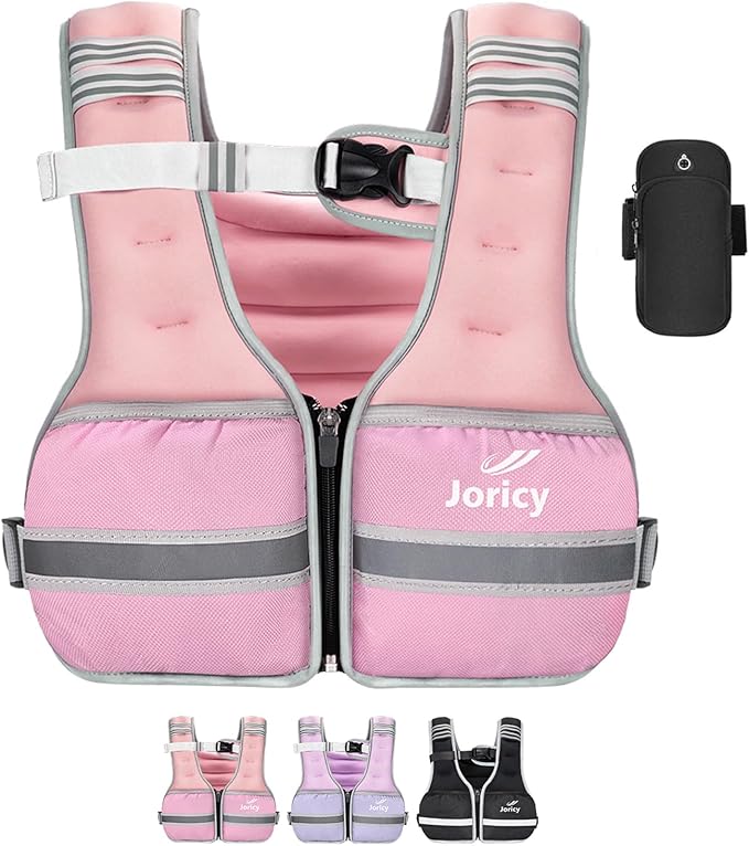 Weighted Vest Woman Men 6lb 8lb 10lb 12lb 14lb 16lb 20lb 25lb 30lb Weight Vest Zipper Front Rucking Vests With Reflective Strips for Walking Running Workout Strength Training Weight Loss Women