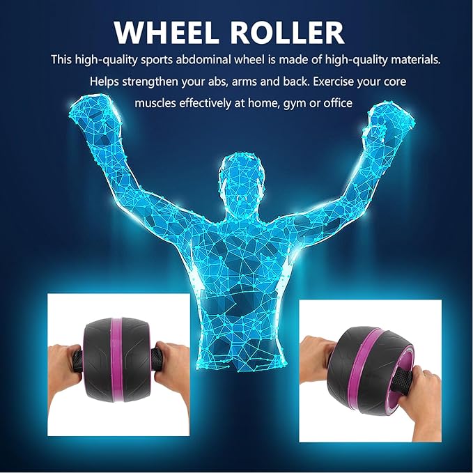 PRETYZOOM Automatic Rebound Ab Roller Wheel for Home Gym Core Strength Training Non-slip Abs Fitness Equipment for Men and Women Silent Exercise Roller for Abdominal and Back Workouts