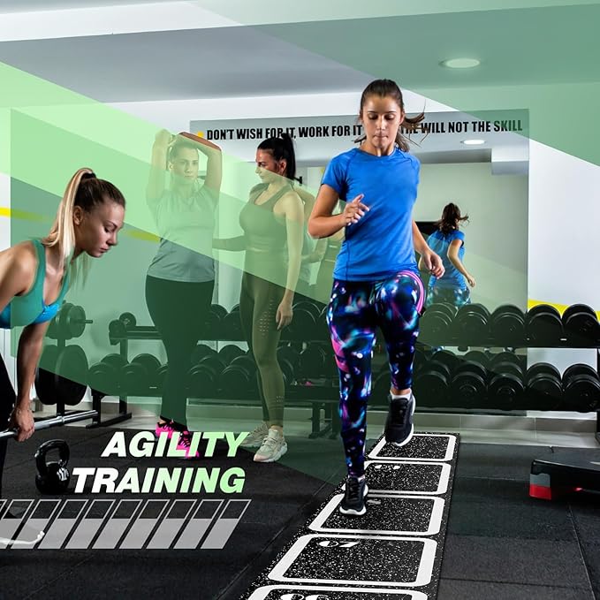 Rubber Agility Ladder 15 ft Non-Slip Rubber Speed Agility Training Ladder Pad for Soccer Football Footwork Training Equipment for Fitness Boxing Sports Quick Exercise Gym Workout