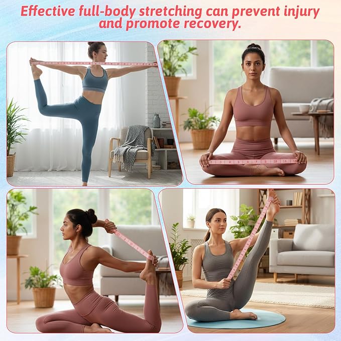 12 Loops Yoga Band, Yoga Bands for Stretching Stretching Bands Stretch Straps with Loops for Dance, Gymnastics, Physical Therapy, Flexibility & Resistance Training, Ballet, Latin Workouts