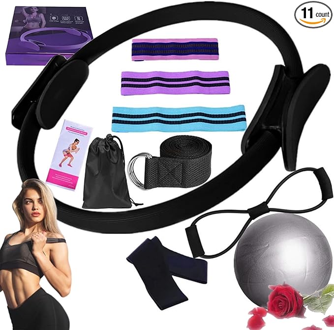 Pilates Essentials Kit for Women, 2025 New Better Me Pilates Kit for Core Strength, Stretching & Toning, 25cm Figure 8 Resistance Band Yoga Bands for Gym Workout