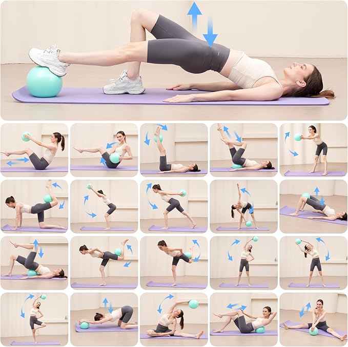 Pilates Ring Fitness Circles Set, Dual Padded Handles Home Pilates Equipment Set for Women Includes 2 Pilates Ring, 2 Pilates Mini Ball, and 5 Resistance Bands at Home Pilates Workout Set