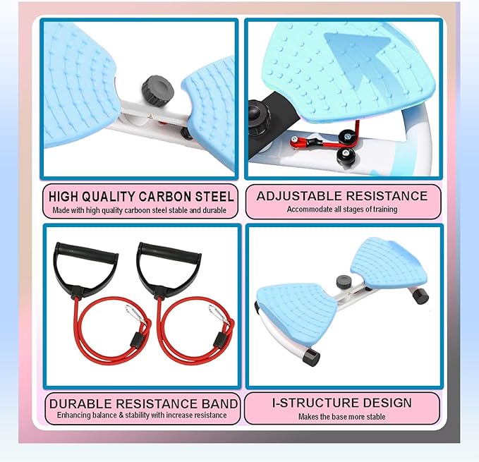 Waist Twister Machine – AB Twist Board Core & Waist Trainer with 360° Twist Disc – Abs Workout Balance Board & Full Body Toning Kit for Men & Women, Noiseless Ab Exercise