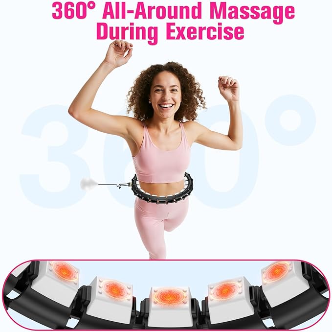 Adjustable Weighted Fitness Hoop - 24 Detachable Segments & 25-37.5 Inch Fit, Weight Loss Fitness Gear, Quiet Home Workout Equipment