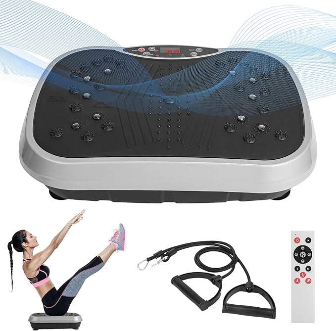 Vibration Plate Exercise Machine with 2 Resistant Bands,Whole Body Workout Vibration Platform,3 Modes Home Fitness Training Equipment for Weight Loss Fat Burner