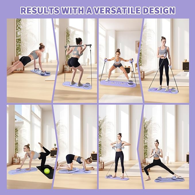 Pilates Board, Pilates Reformer Set，Multi-Function Pilates Equipment, Universal Portable and Foldable Home Pilates Set for Core Strength and Pilates Training, Full Body Home Workout