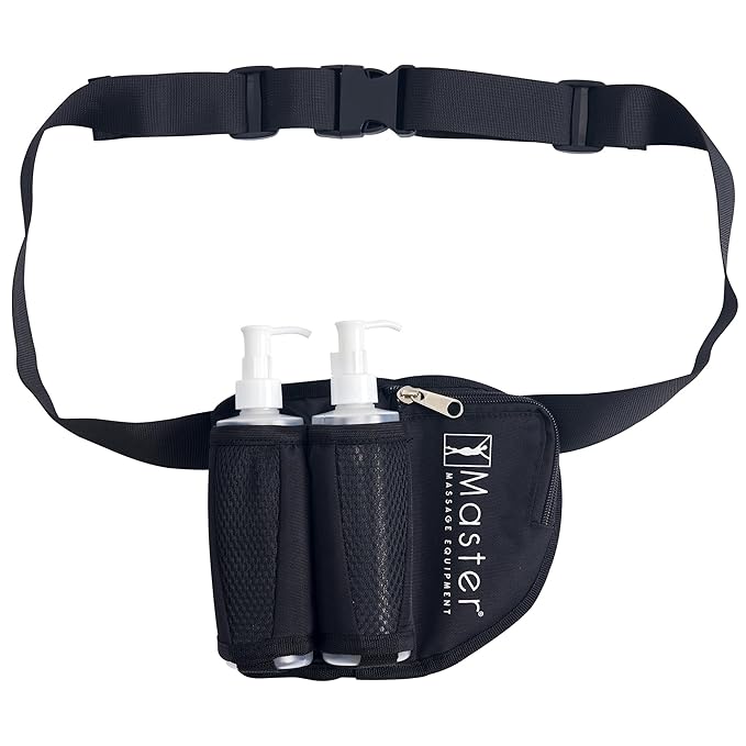 Master Massage Double Bottle Massage Oil Holster Bag- Lotion Bag Dual Kit–Massage Lotion Holster Two 8 Oz Refillable Pump Dispenser