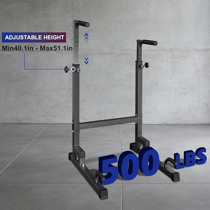 MIUDGIG Adjustable Height Dip Bar Station, Multi-function Dip Station Pull Up Bar Full Body Strength Training Workout Fitness Equipment for Tricep Dips, Heavy Duty Dip Station for Home Gym