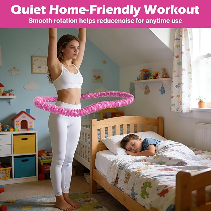 2.9 lbs Soft Fitness Infinity Hoop - Foldable Quiet Design, Gentle Fat Burning & Waist Toning, Skin-Irritation-Free, Ideal for Home/Travel/Postpartum Recovery