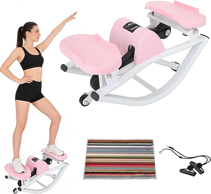 Rock Stepper Side to Side Step Fitness Machines Features A Digital Display, Resistance Bands, and A Floor Mat, Suitable for Home and Office Fitness
