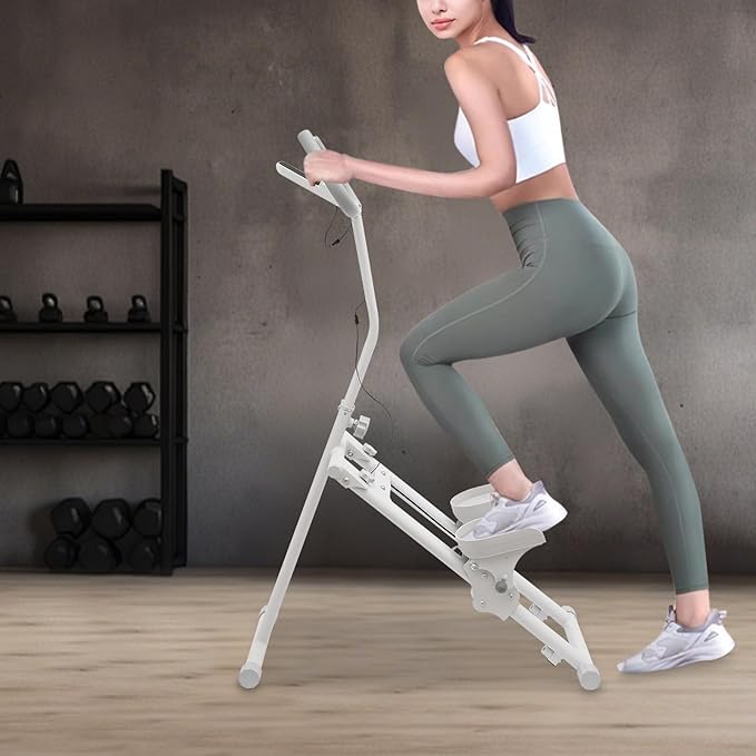 Home Stair Stepper, Foldable Vertical Climber, 120kg Load Bearing 7.4inch Non-Slip Pedals 45° Incline Commercial Multi-Level Adjustable Height Freestanding Cardio Exercise Machine W/Phone Rack, White