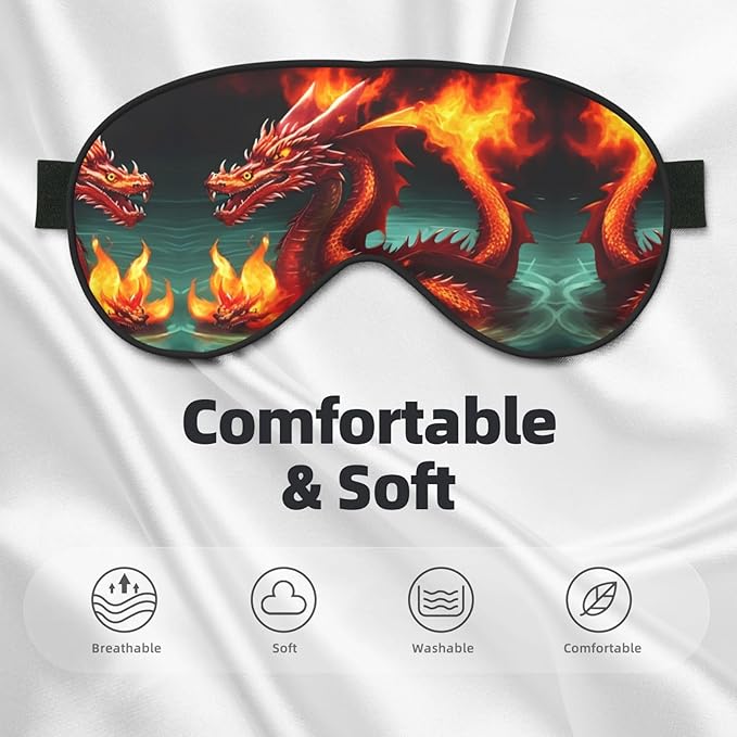Dragon King in fire Head-Mounted Double-Sided Light-Blocking Sleeping Eye mask to Protect Eyes and Relieve Eye Fatigue