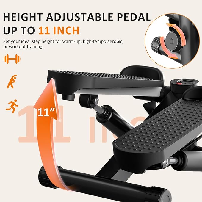 Stair Stepper with Resistance Bands for Home Exercise, Mini Stepper Machine for Indoor Fitness, Portable Home Gym Stepper for Full Body Workout, 300LBS Capacity