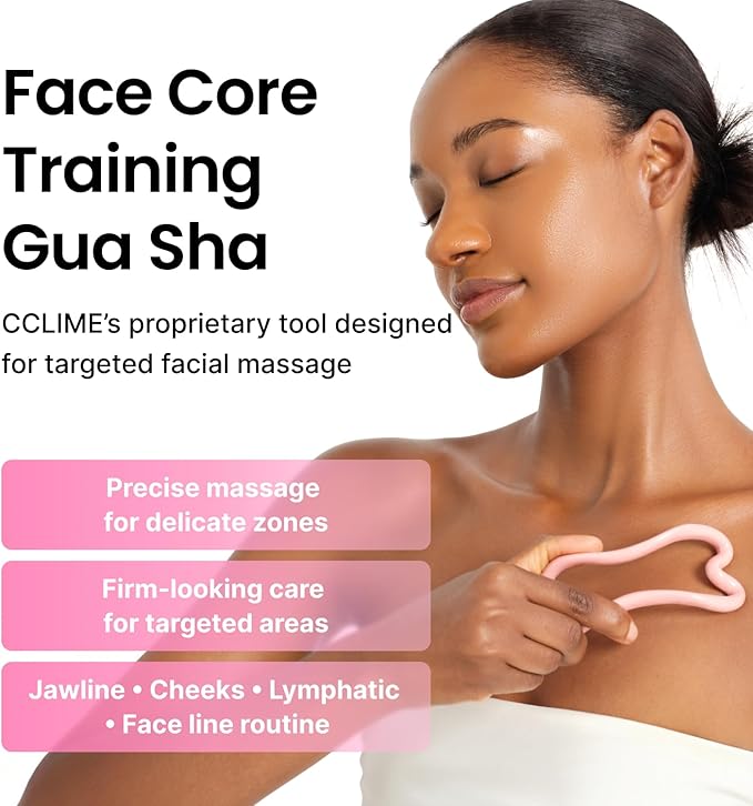 BEAUTY CoreSet Sculpt Ceramic Gua Sha Tool, Facial Sculpting Massager for V-Line, Jawline & Double Chin, Lymphatic Drainage, Scalp & Body Massage Tool with Pouch (1 ea)
