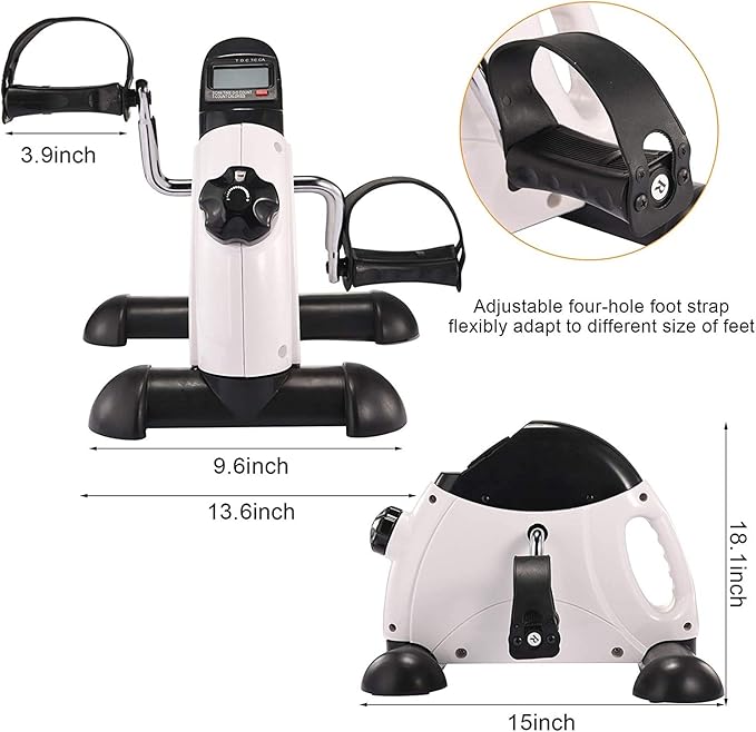Under Desk Bike Pedal Exerciser，Mini Exercise Bike，Portable Foot Peddler Desk Bike for Physical Therapy Leg and Arm Exercisers，Adjustable Sitting Pedal Exerciser for Elderly Men Women