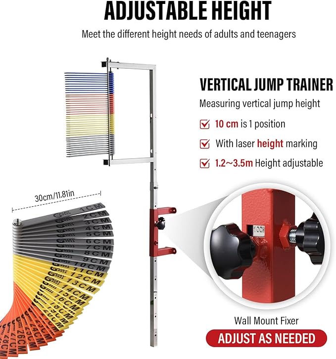 Vertical Jumping Measuring Equipment, Jump Tester Jump Tester - Jump Measurement Tool, High Jump Vertical Challenger, 4.5-5.2Ft Adjustable Jumping Trainers(4 Color)