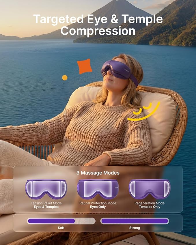 RENPHO & Headspace Eye Massager with Heat, FSA Eligible HSA, Mothers Day Birthday Gifts for Women Her, Ultra-Quiet Eye Massager with Meditation Music, Lightweight Migraine Relief Eye Mask Eyeris Zen