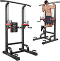 Power Tower Dip Station Pull Up Bar for Fitness Home Gym Workout,Multi-Function Adjustable Height Fitness Strength Training Exercise Equipment,with Power Elastic Ropes
