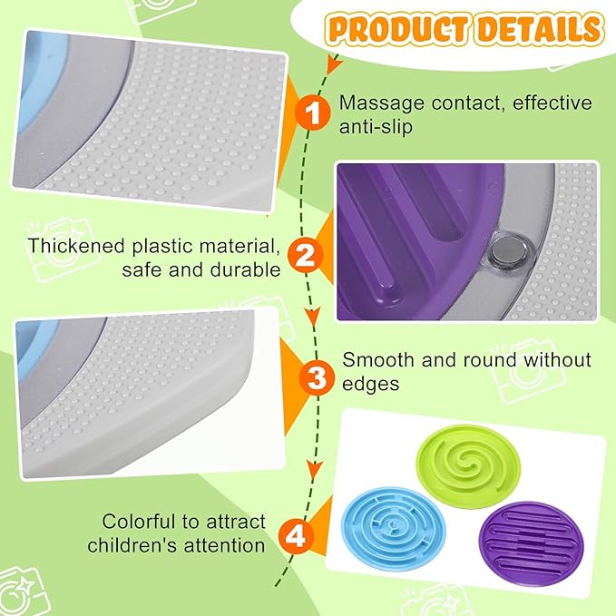Maze Balance Board for Kids, 3 Replaceable Labyrinth Boards with 2 Balls, 20 Inch Plastic Toddler Wobble Board Rocker for Sensory Training, Non-slip Pedals, Max Load 130 Lbs