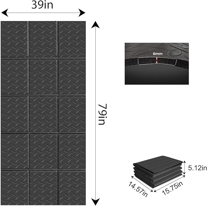 Treadmill Mat 79" x 39", 6mm Thick, for Under Treadmill, Walking Pad & Exercise Bike on Carpet & Hardwood Floors, Non-Slip Stripe Design, Waterproof Floor Protector, Noise & Shock Absorbing