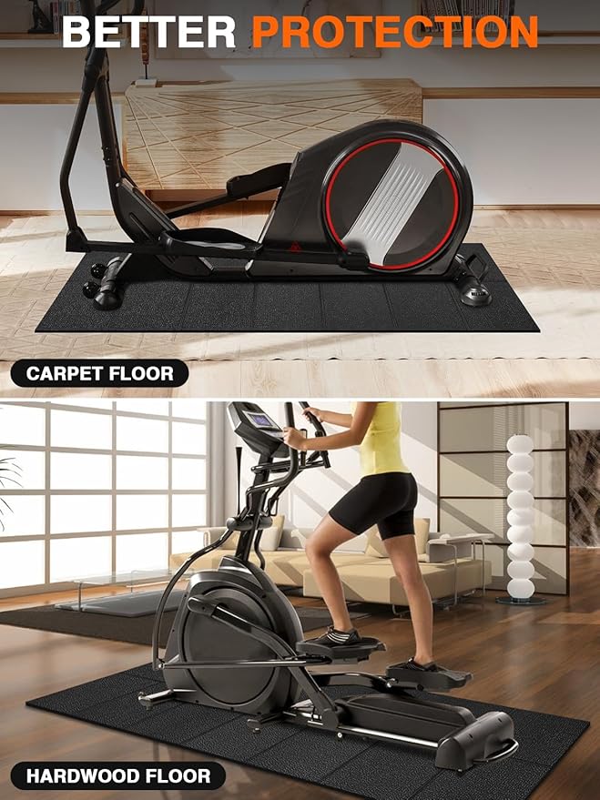 Treadmill Mat,70"x32",6mm Thickness Foldable Exercise Equipment Mat for Carpet Hardwood Floors, Compatible with Walking Pad,Spin Bike,Elliptical Trainer,Rowing Machine