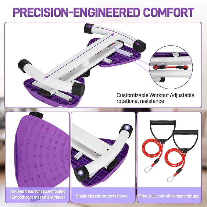 Waist Twister Machine for Home, 300lbs Capacity Ab Twister Board - Noiseless Core Workout Equipment for Belly Fat Loss, Waist Training & Abs Exercise for Women & Men with Digital Tracker Time/Reps/Calories