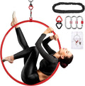 DASKING Premium Red Aerial Hoop Kit 85cm (33.5")/90cm (35.4") Single-Point Ring, Professional Aerial Ring Set, 2-Ton Safety System & Glossy Finish