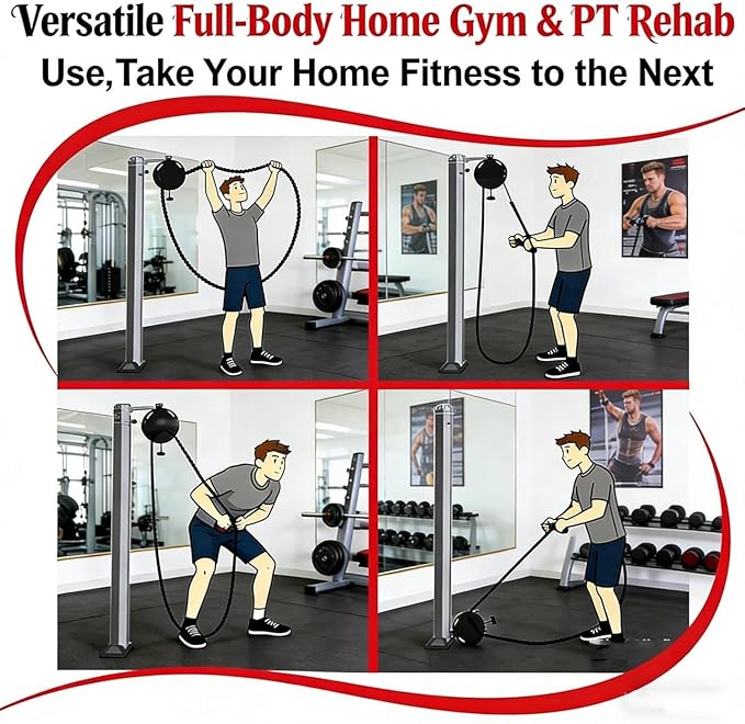 Endless Rope Machine, Adjustable Resi Trainer Machine, Portable Rope Exercise System for Home Gym Fitness Gear, Endless Cable Pulley Trainer, Strength Training Equipment, Home Gym String